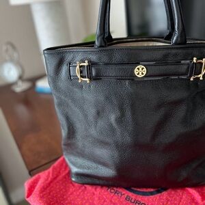 Tory Burch Black Tote with Gold Accents